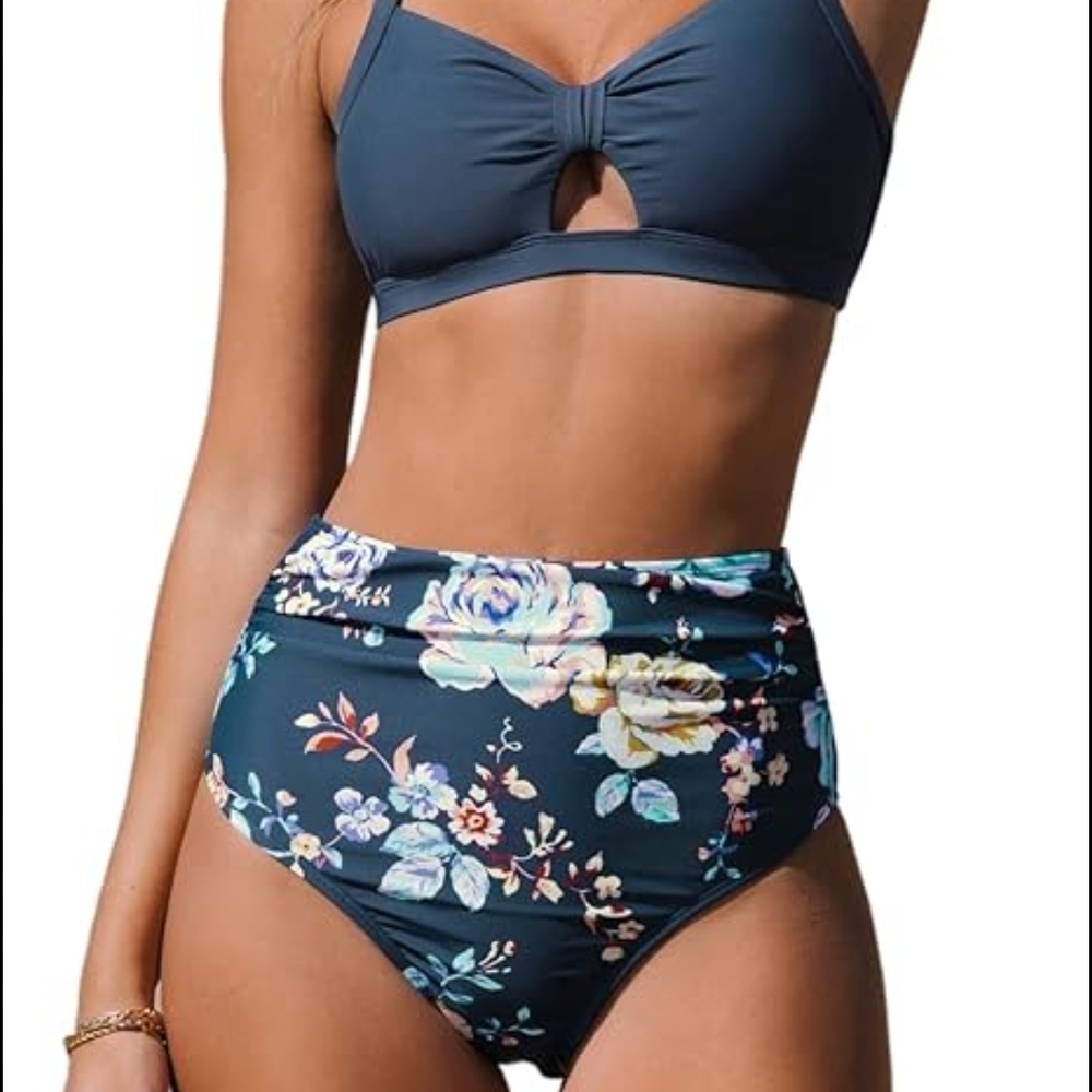 Floral High-Waisted Bikini Set
